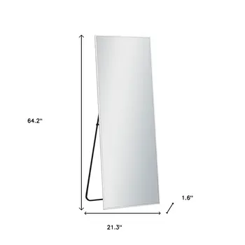 64" Silver Metal Freestanding and Wall Mount Accent Mirror
