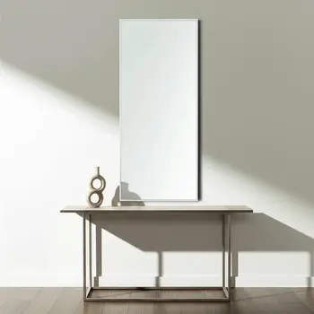 64" Silver Metal Freestanding and Wall Mount Accent Mirror