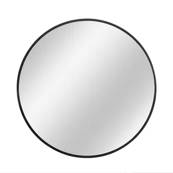 32" Black Round Metal Framed Accent Mirror