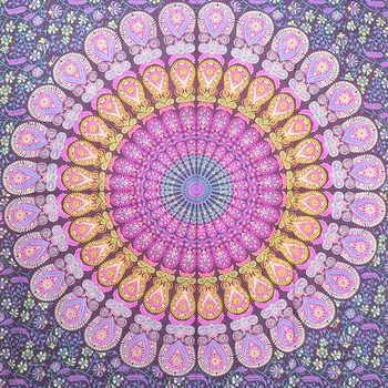 80" X 56" Purple Pink And Yellow Mandala Cotton Hanging Tapestry