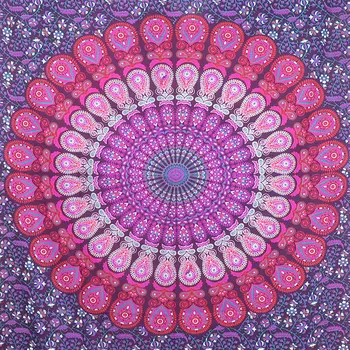 80" X 56" Purple Pink And White Mandala Cotton Hanging Tapestry