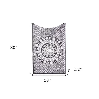 80" X 56" Black And White Mandala Cotton Hanging Tapestry