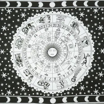 80" X 56" Black And White Cotton Hanging Tapestry