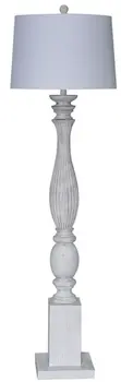 63" White Resin Floor Lamp With White Fabric Drum Shade