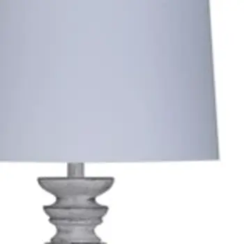 63" White Resin Floor Lamp With White Fabric Drum Shade