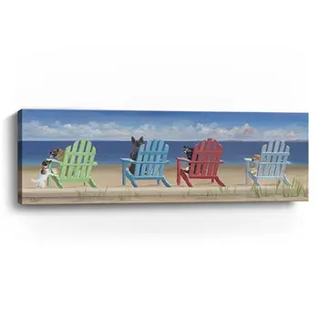 Dogs at the Beach Unframed Wall Art