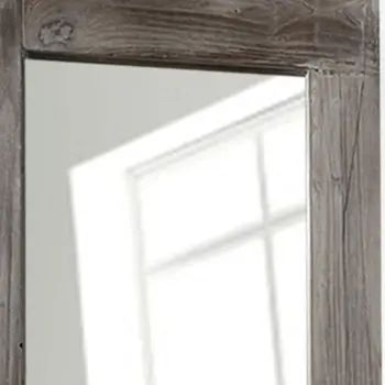 58" Dark Brown Solid Wood Freestanding and Wall Mount Accent Mirror