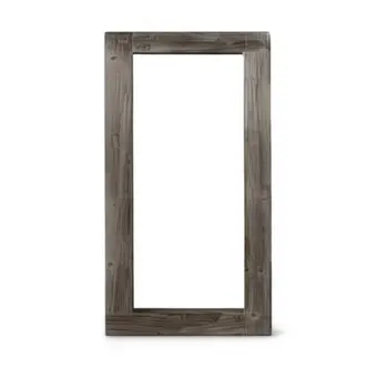 58" Dark Brown Solid Wood Freestanding and Wall Mount Accent Mirror