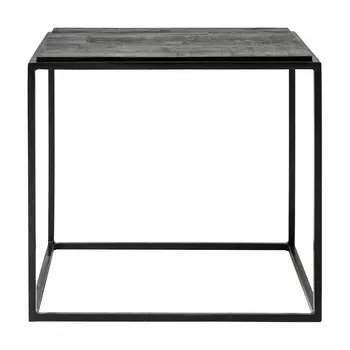 Set of Three 39" Brown And Black Solid Wood And Iron Square Nested Coffee Tables