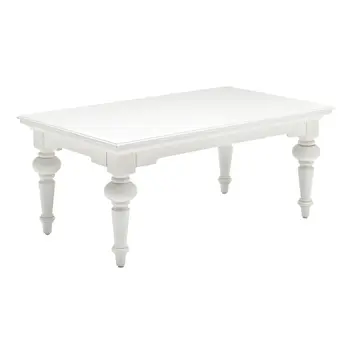 47" White Solid Wood Coffee Table