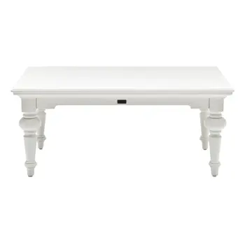 47" White Solid Wood Coffee Table