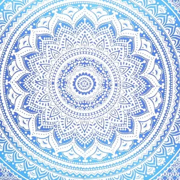 92" X 84" Blue And White Mandala Cotton Hanging Tapestry
