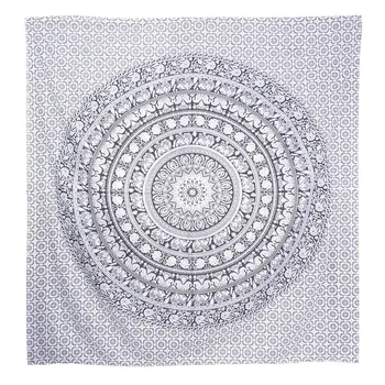 92" X 84" Black And White Mandala Cotton Hanging Tapestry