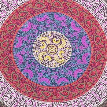 92" X 84" Blue Red And Yellow Mandala Cotton Hanging Tapestry