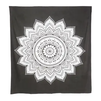 92" X 84" Black And White Mandala Cotton Hanging Tapestry