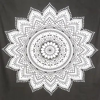 92" X 84" Black And White Mandala Cotton Hanging Tapestry