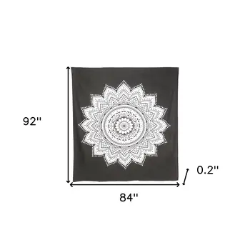 92" X 84" Black And White Mandala Cotton Hanging Tapestry
