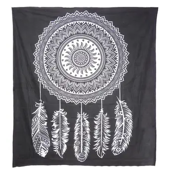 92" X 84" Black And White Abstract Cotton Hanging Tapestry