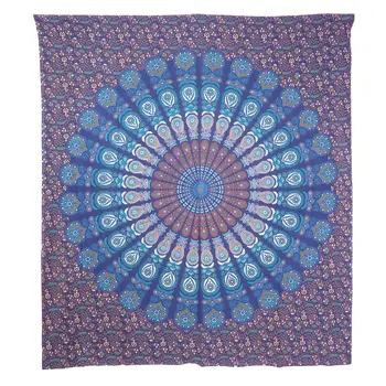 92" X 84" Navy Blue Blue And Purple Mandala Cotton Hanging Tapestry