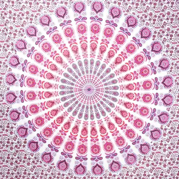 92" X 84" Pink White And Red Mandala Cotton Hanging Tapestry