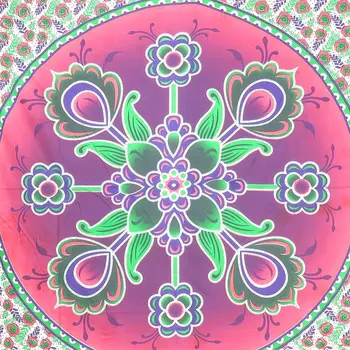 88" X 84" Green Pink And White Floral Cotton Hanging Tapestry