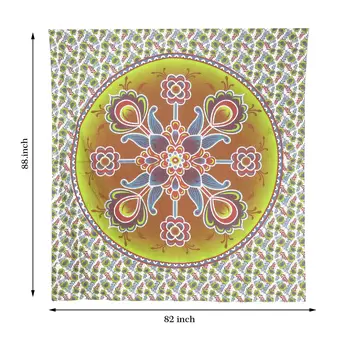 88" X 84" Green White And Yellow Floral Cotton Hanging Tapestry