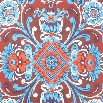 88" X 84" Red Blue And White Floral Cotton Hanging Tapestry