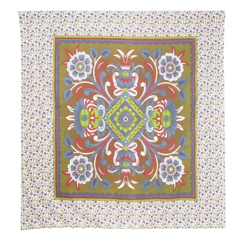 88" X 84" Green Red And White Floral Cotton Hanging Tapestry