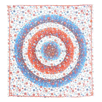 88" X 84" White Blue And Red Floral Cotton Hanging Tapestry