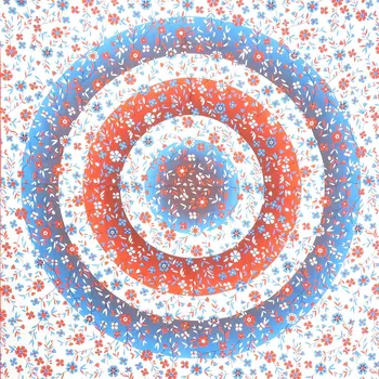 88" X 84" White Blue And Red Floral Cotton Hanging Tapestry