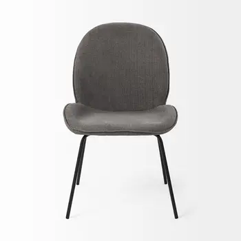 Set of Two Gray and Black Upholstered Fabric Dining Side Chairs