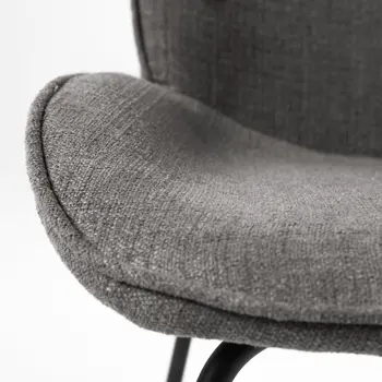 Set of Two Gray and Black Upholstered Fabric Dining Side Chairs