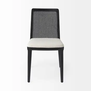 Set of Two Black Upholstered Fabric Cross Back Dining Side Chairs