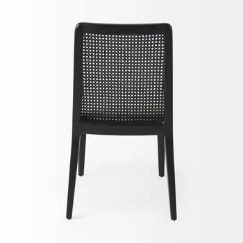 Set of Two Black Upholstered Fabric Cross Back Dining Side Chairs