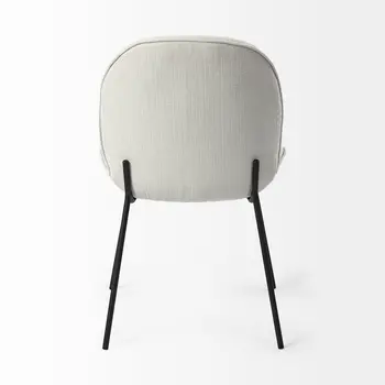 Set of Two White and Black Upholstered Fabric Dining Side Chairs