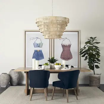 Navy Blue And Black Wingback Dining Side Chair