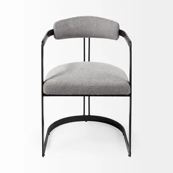 Gray And Black Upholstered Dining Arm Chair