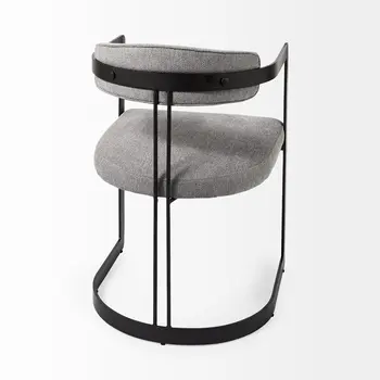 Gray And Black Upholstered Dining Arm Chair
