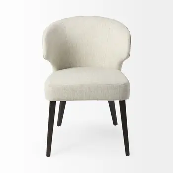 Ivory and Black Wingback Dining Side Chair