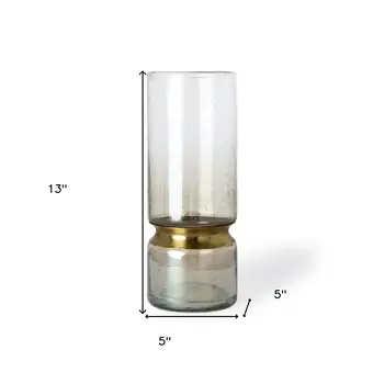 13" Gold Abstract Cylinder Metal Table Vase