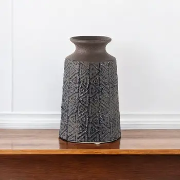 7" Brown Abstract Cylinder Ceramic Table Vase