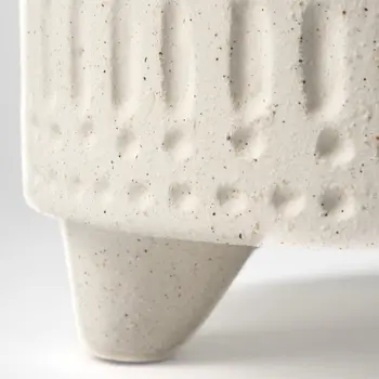 7" White Abstract Cylinder Ceramic Table Vase
