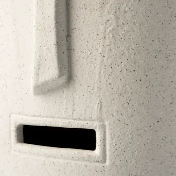 14" White Abstract Cylinder Ceramic Table Vase