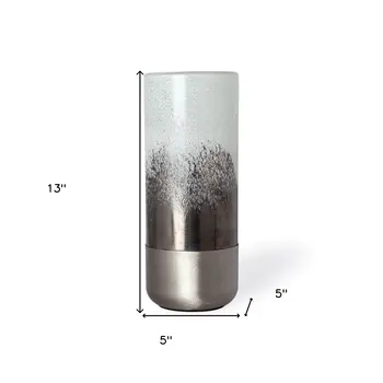 13" White Abstract Cylinder Crystal Glass Table Vase