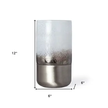 12" White Abstract Cylinder Crystal Glass Table Vase