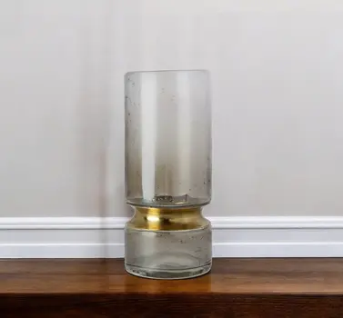 11" Gold Abstract Cylinder Crystal Glass Table Vase