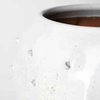 14" White Abstract Cylinder Ceramic Table Vase
