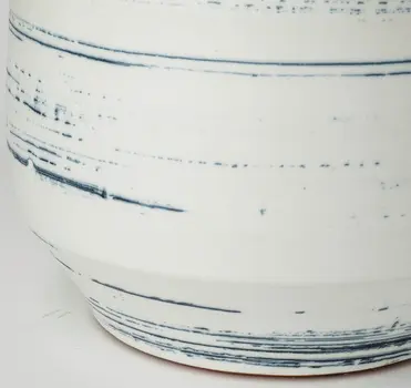 10" Blue Sand And White Abstract Cylinder Ceramic Table Vase