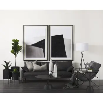 18" Black And White Abstract Cylinder Ceramic Table Vase