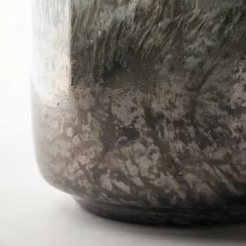 13" Blue And Gray Abstract Cylinder Crystal Glass Table Vase